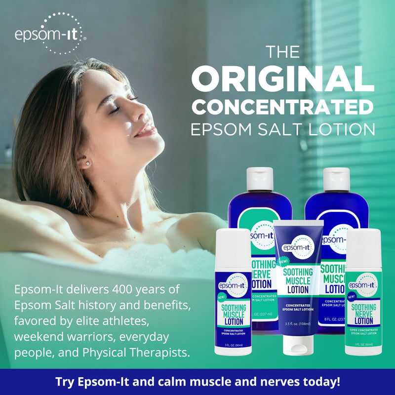Epsom-It Soothing Muscle Lotion - Roll On Epsom Salt Lotion with Arnica for Muscle Stiffness, Leg, Knees and Feet Discomfort, Topical Magnesium Cream, 3oz, 4-Pack 3 Fl Oz (Pack of 4) - BeesActive Australia