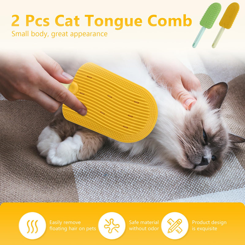 Cat Tongue Comb, 2025 New Cat Grooming Brush for Indoor Cats Shedding Cat Brush for Long Haired Cats, Cute Cartoon Ice Cream Cat Fur Remover Comb for Cats Grooming (Blue+Green) Blue+Green - BeesActive Australia