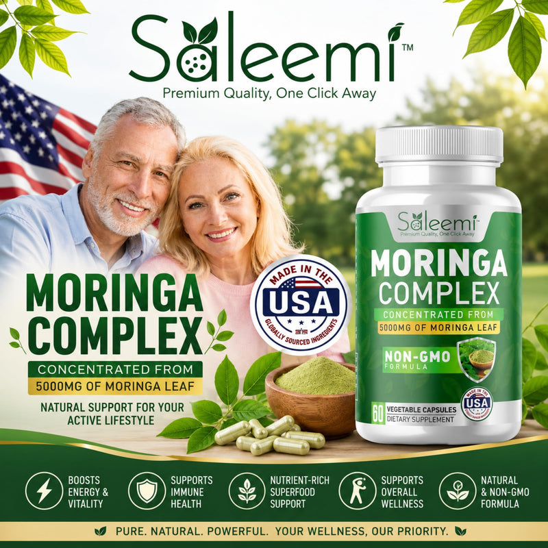 Moringa Capsules – Premium Moringa Oleifera Leaf & Seed Extract | Green Superfood for Energy, Immunity & Vitality | 100% Pure Natural Plant-Based Supplement | Non-GMO, 60 Vegan Capsules