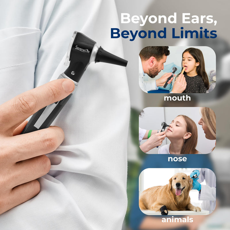 SereneLife Fiber Optic Otoscope/Auriscope | Home Ear Inspection DIY Tool, Simple Operation, 3X Magnification, Bright LED, Includes Reusable Ear Tips, Battery Operated | For All Ages & Pets - BeesActive Australia