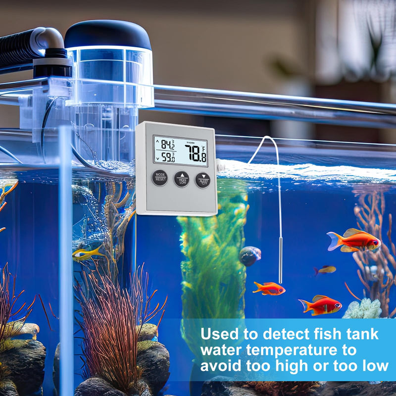 Relaxweex 3 Pack Refrigerator Thermometer Freezer Alarm Digital Thermometer with Sensor, High and Low Alarm Memory Function for Freezer Fridge Kitchen Aquarium(White) White