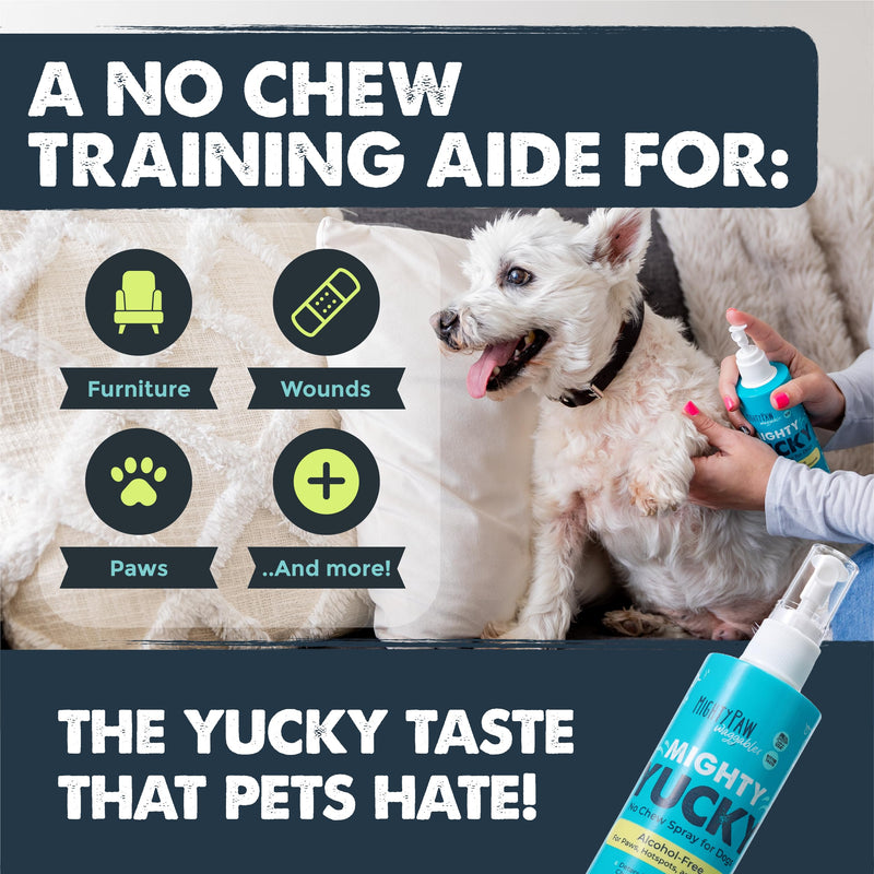 Mighty Paw Waggables Yucky No Chew Spray for Dog (Made in The USA) | Bitter Apple Sprayer for Pets to Stop Chewing. Dog Repellent Spray for Furniture. Anti Chew Sprayer Pets. (8 oz) 8oz