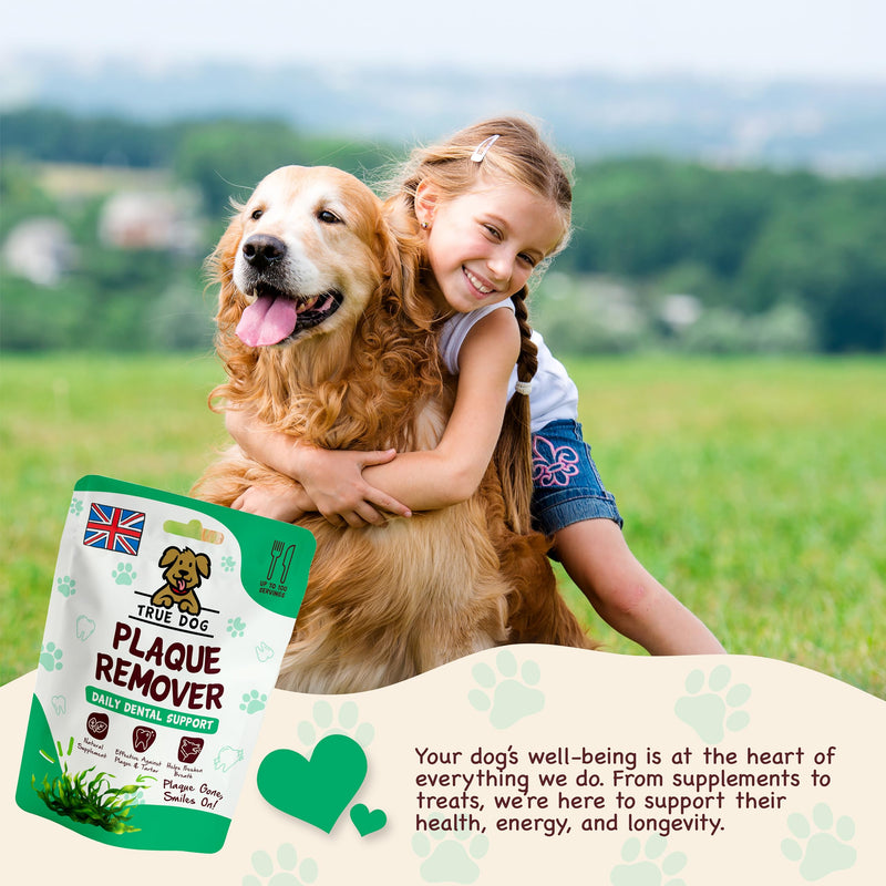 True Dog Plaque Remover (200g) Dog Breath Freshener with Spearmint and Seaweed for Dogs Teeth Helps Prevent Tartar Buildup, Digestive and Immune System Booster - Natural Pet Supplement