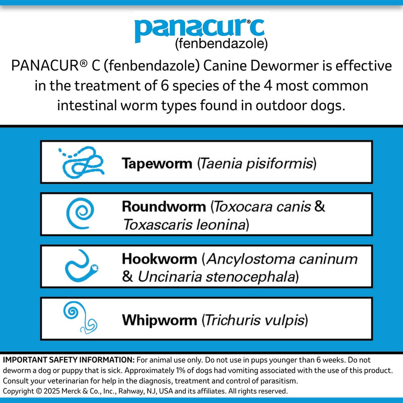 Panacur C Canine Dewormer Treatment Three 1-Gram Packets, Each Packet Treats 10 lbs