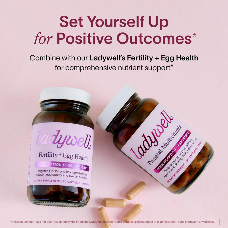 Ladywell Prenatal Multivitamin | Conception, Pregnancy & Postpartum | Key Ingredients Including DHA, Folate & Iron | Expertly-Formulated & Tested | Designed for Absorption with Nausea Support, 60 Ct 60 Count (Pack of 1) - BeesActive Australia