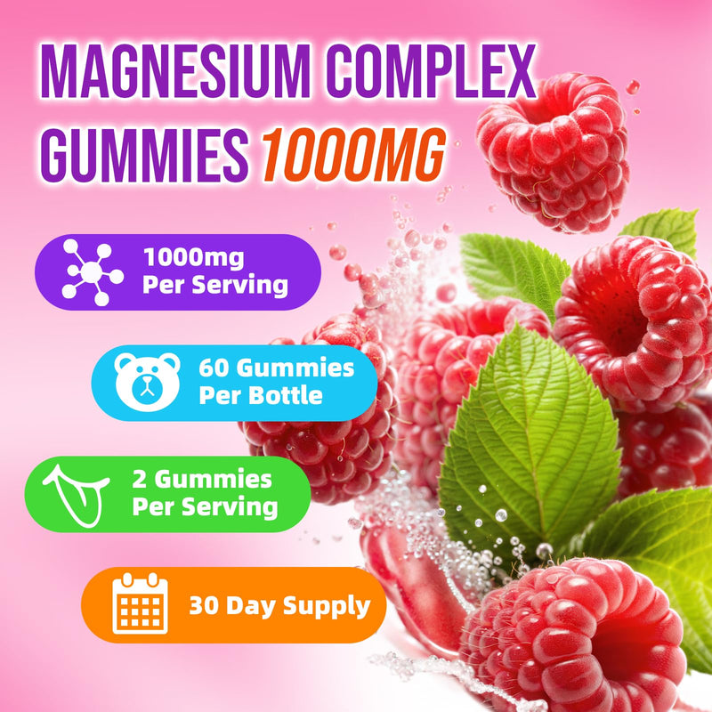Magnesium Complex Gummies – with 12 Forms of Magnesium Plus Vitamins B6, B12 & C. Vegan Strawberry Gummies to Support Mood, for Adults, 60 Count