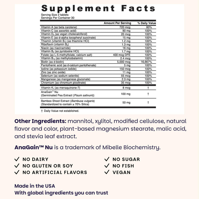 EZ Melts Women's Multi + Hair Growth - Daily Multivitamin for Women - Supports Healthy Energy Levels & Reduced Hair Shedding - Non-GMO & Vegan - Peach - 120 Dissolvable Tablets (60 Servings) 60 Count (Pack of 2)