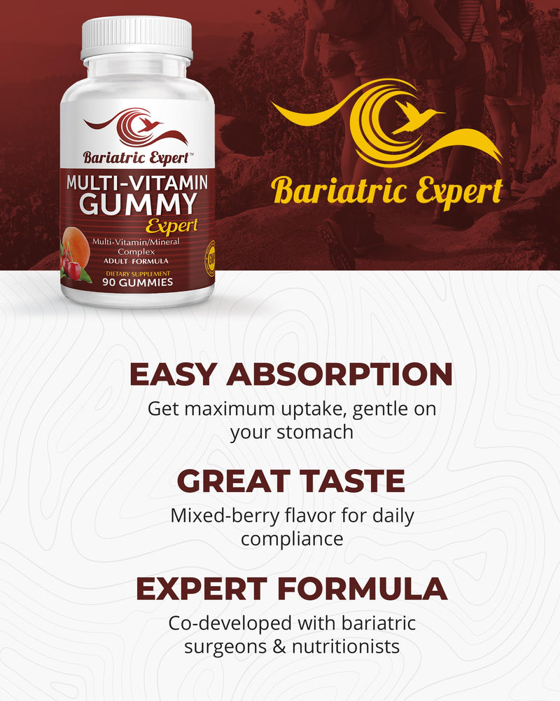 Bariatric Expert Multivitamin Gummies – Fast-Melting Dietary Supplement for Adults Post-Gastric Sleeve and Bypass, Nutritionist Recommended, 90 Count