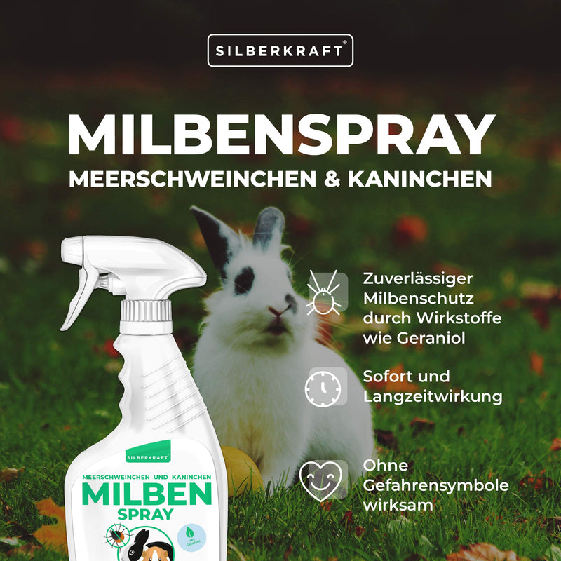 Silberkraft mite spray for guinea pigs, rabbits & small animals 500 ml, reliable mite protection, useful parasite defense, efficient and guaranteed helpful anti-mite agent - BeesActive Australia