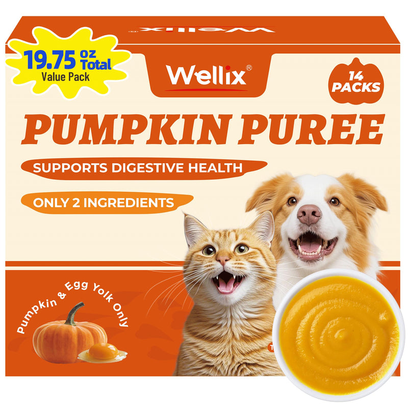 Wellix 19.75oz Pumpkin Puree for Cats & Dogs – Supports Digestive Health with Pumpkin for Cats, Soft Cat Treats, Natural Fiber Supplement as Dog Food Toppers, Kittens & Puppy Snacks