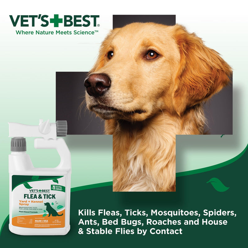 Bundle of Vet's Best Flea and Tick Yard & Kennel Natural Spray - 32 oz + Vet’s Best Flea & Tick Advanced Strength Natural Dog Shampoo - 12 oz