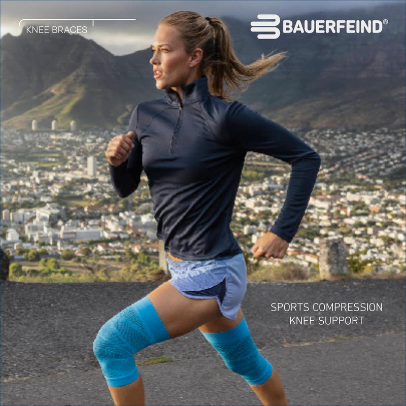 Bauerfeind Sports Compression Knee Sleeve - Lightweight Design with Gripping Zones for Knee Pain Relief & Performance M Black - BeesActive Australia
