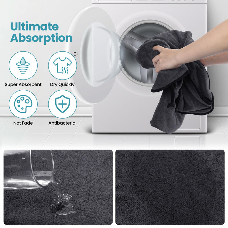 HAPPY HACHI Dog Bathrobe Microfiber Bath Towel Dog Bathrobe Washable Super Absorbent Moisture Quick Drying Towel Beach Towel for Small Medium and Large Dogs Cats (Grey, XL) Grey-XL - BeesActive Australia