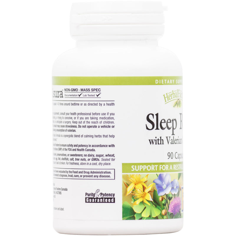 Natural Factors Herbal Factors Sleep Relax Formula, Natural Sleep Aid with Valerian Root, Passion Flower and Skullcap, Non-GMO, 90 capsules (90 servings) - BeesActive Australia
