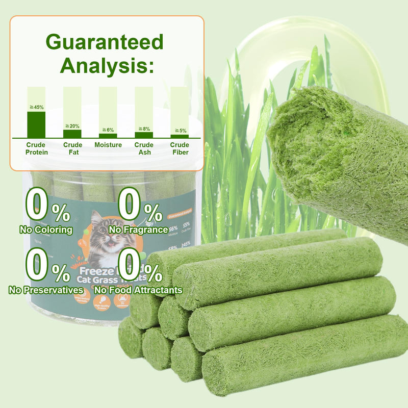 110g Cat Grass Sticks for Indoor Cats, Natural Freeze-Dried Treats, Hairball Treatment, Edible Chew Toy Snack for Teething & Hairball Removal 3.88 Ounce (Pack of 1)