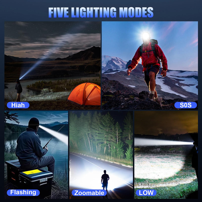 Headlamps USB Rechargeable LED Head Lamp, Multi-Color Lights, Wave Induction,Ultra Bright1000Lumen Headlamp,Zoomable, HeadLamps for Fishing Hiking Outdoors & Hard Hat Light Camping Gear