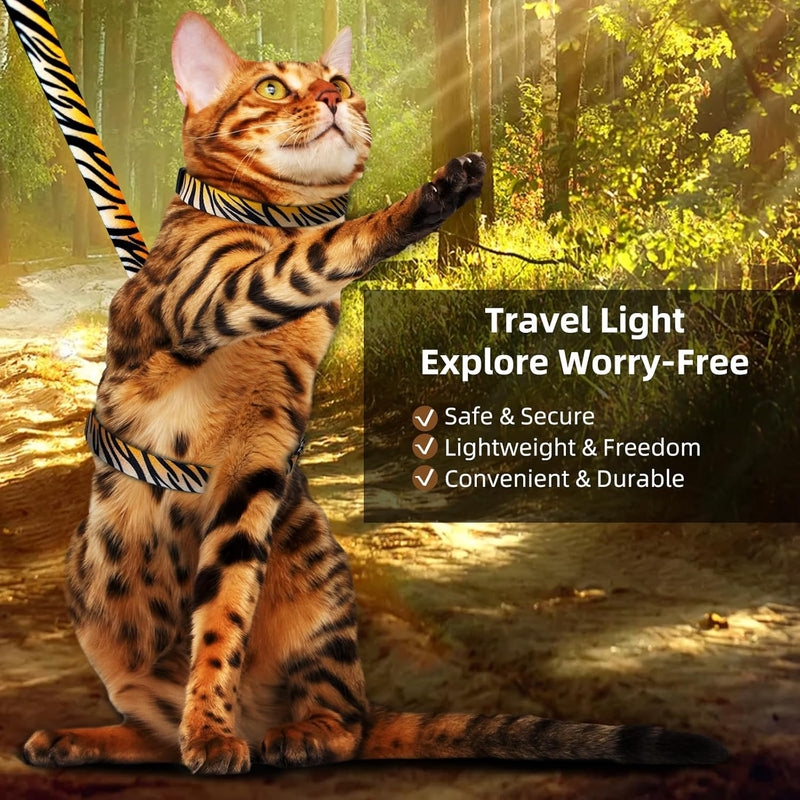 Cat Harness and Leash Escape Proof, Adjustable Soft Kitten Leash for Outdoor Walking & Travel with Breathable Nylon, 4.9ft Cat Leash for Adult - Lightweight & Safe Large Cat Harness [M] Neck Girth: 12.2"-15.7", Chest Girth: 15.7"-20.47" - BeesActive Australia