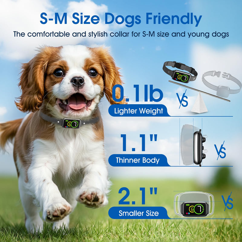 Bark Collar, Dog Bark Collar for Small Medium Mini Dogs, Automatic Stop Bark Collar, Safe Humane Barking Collar with 4 Effective Modes Beep Vibration & 7 Adjustable Sensitivities, Black S - BeesActive Australia