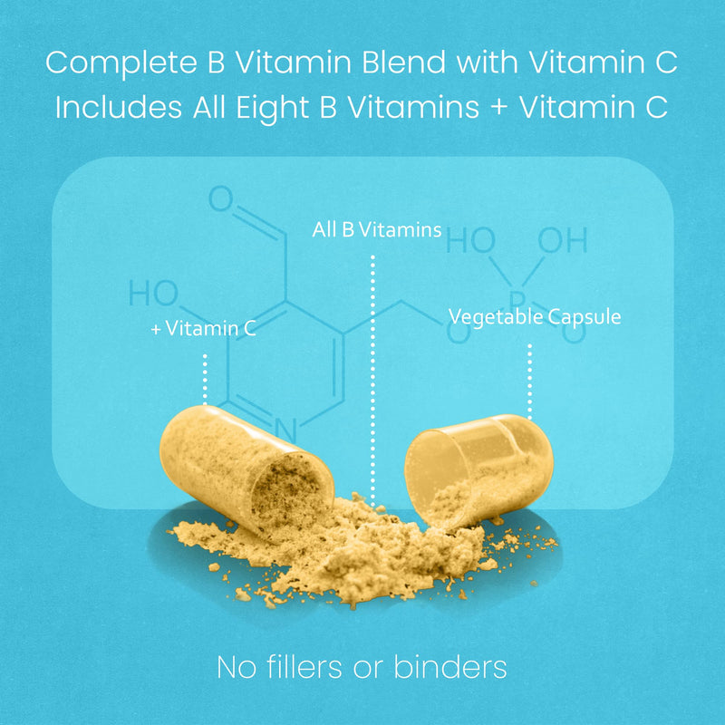 NaturaLife Labs Vitamin B Complex – All B Vitamins Including Active B2, B6, B9 & B12 (Methylcobalamin), Plus B1, B3, B5, B7 & Vitamin C – 100 Capsules (2 Pack) 2