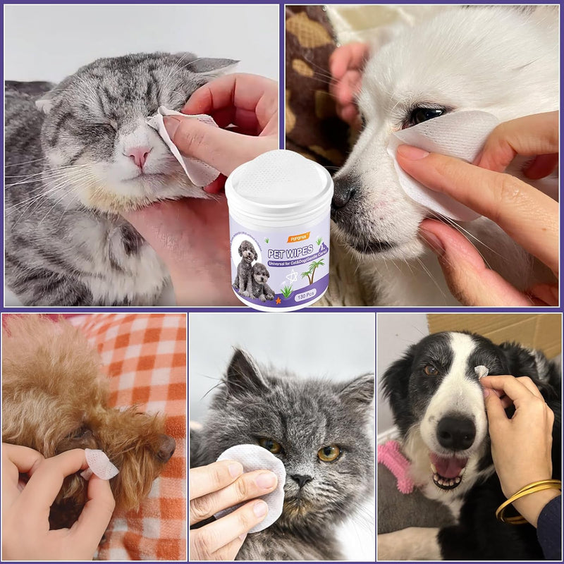 Dog Eye Wipes, 130 Count Universal Cat and Dog Tear Stain Remover Wipes, Hypoallergenic Natural Grooming Wipes for Pets Eyes Ears Nose - BeesActive Australia