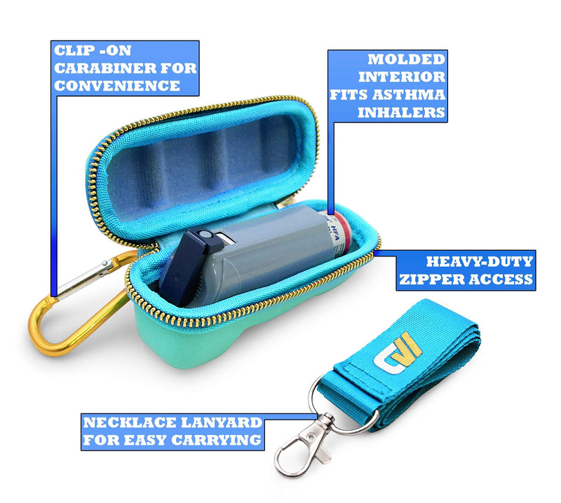 CASEMATIX Turquoise Asthma Inhaler Travel Case, Does Not Include Inhaler Medicine - BeesActive Australia