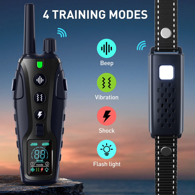 Dog Shock Collar - 4000FT Dog Training Collar with Remote Waterproof e Collar with Flashing Light, Adjustable Pitch Beep(1-8), Vibration(1-16), Safe Shock(1-99), and Keypad Lock Black 1 Pack - BeesActive Australia
