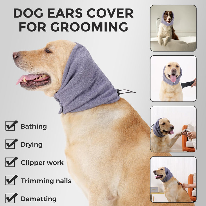 Dog Ear Muffs Hoodie Breathable Ear Warmers with Noise Reduction for Anxious Dogs in Fireworks Thunderstorm Street Noise Soft Comfort for Small Medium Dog (Purple, S) Purple