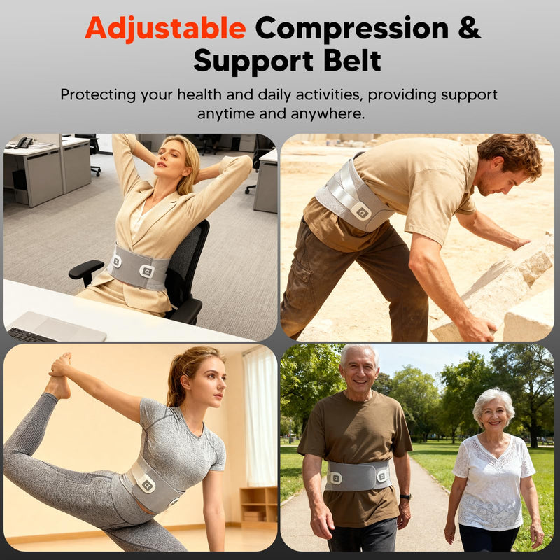 arboleaf Heated Lumbar Brace Back Support Belt with Heat Pad & Dual Support for Lower Back Pain - Adjustable for Men, Women, Work & Home Use Size L (Waist 32"-36") Grey Large - BeesActive Australia