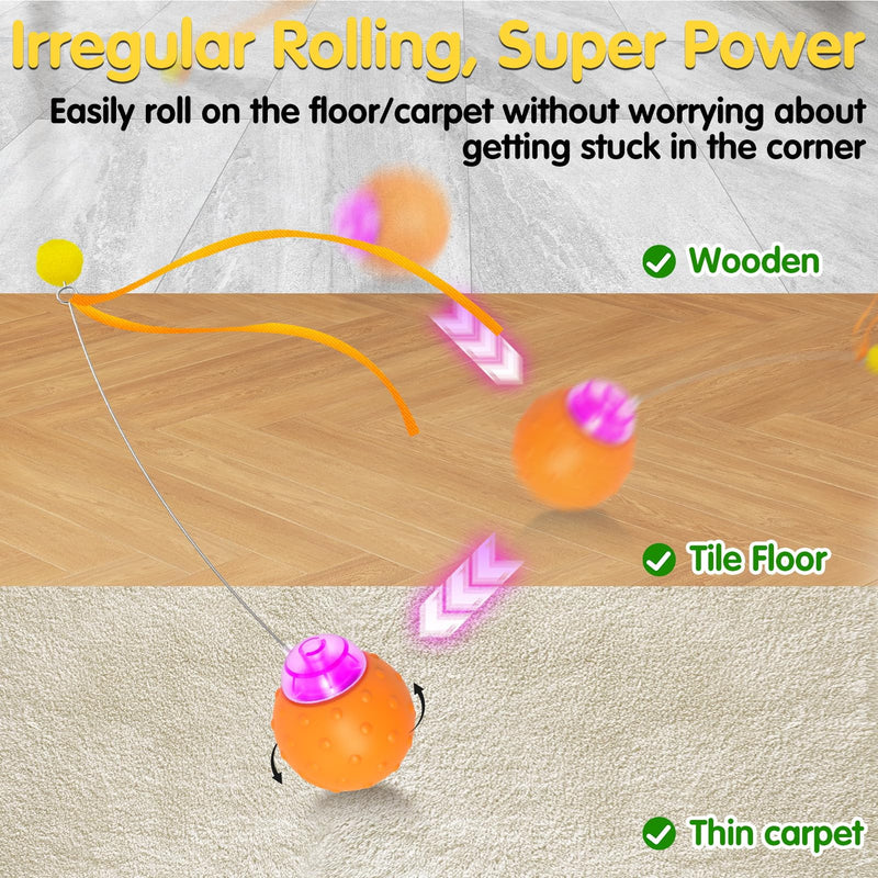 Interactive Cat Toys Balls, Automatic Moving Cat Toys for Indoor Cats, Self Rotating Ball with Motion Activated, Electric Cat Mouse Toys, USB Rechargeable - BeesActive Australia