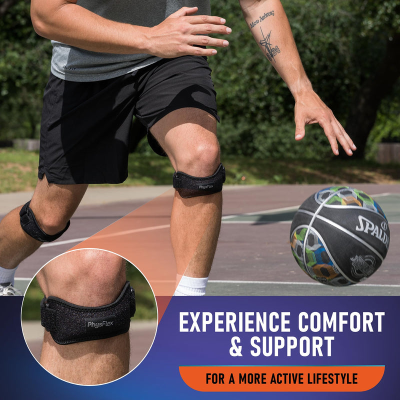 2 Pack Patella Knee Brace - Knee Support and Pain Relief, Running, Hiking, Basketball, Jumpers Knee, Tendonitis, Adjustable Strap Patellar Tendon Stabilizer (Gray) Gray (Pack Of 2) - BeesActive Australia