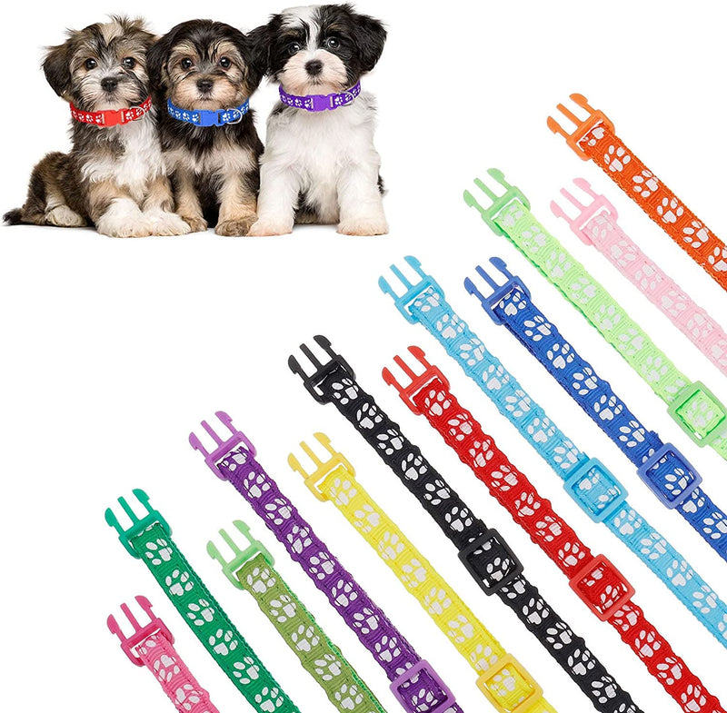 12 Pack Puppy Collars for Litter, Adjustable Puppy ID Collars Soft Nylon Whelping Collars for Newborn Litter Puppy Pets S - BeesActive Australia