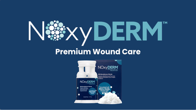 Premium First Aid Antiseptic Foam for Cuts, Scrapes, Burns and Wound Care. Benzalkonium Chloride Formula. Formulated with Nitric Oxide for Elevated Skin Support. 1oz. NOxyDERM 1 Ounce