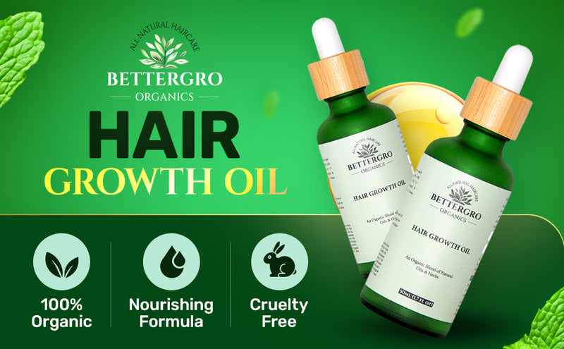 BetterGRO Organic Hair Growth Oil – Herbal & Natural Blend with Rosemary, Black Seed, Amla, Pumpkin Seed & More – Supports Growth, Strengthens Roots, Vegan & Cruelty-Free (1.7 fl oz)