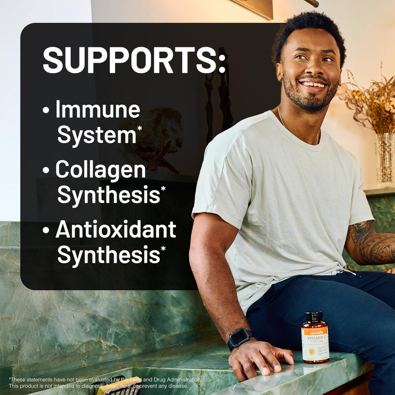 NatureWise Vitamin C 1000mg Capsules - Extra Strength Vegan Vitamin C for Daily Antioxidant & Immune Support - Non-GMO, USA Manufactured - 60 Capsules[60-Day Supply] Unflavored 60 Count (Pack of 1)