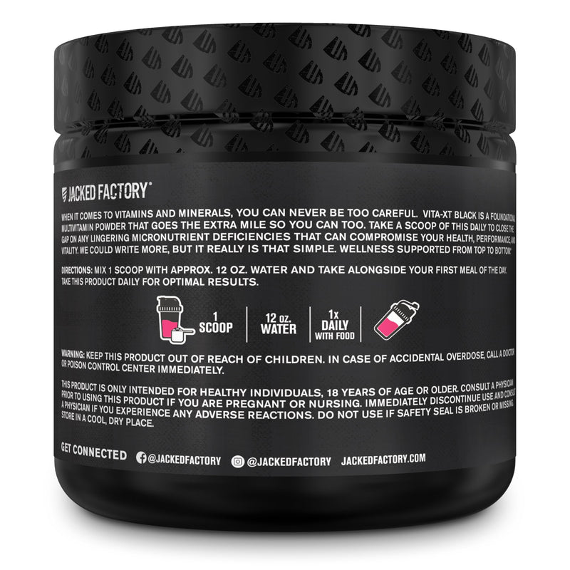Jacked Factory Vita XT Performance Vitamin Powder - Daily Multivitamin Powder for Men with KSM-66 Ashwagandha, Prebiotic Fiber, Vitamin A, C, D, K, B6, B12, & More - Strawberry Lemonade, 30Sv
