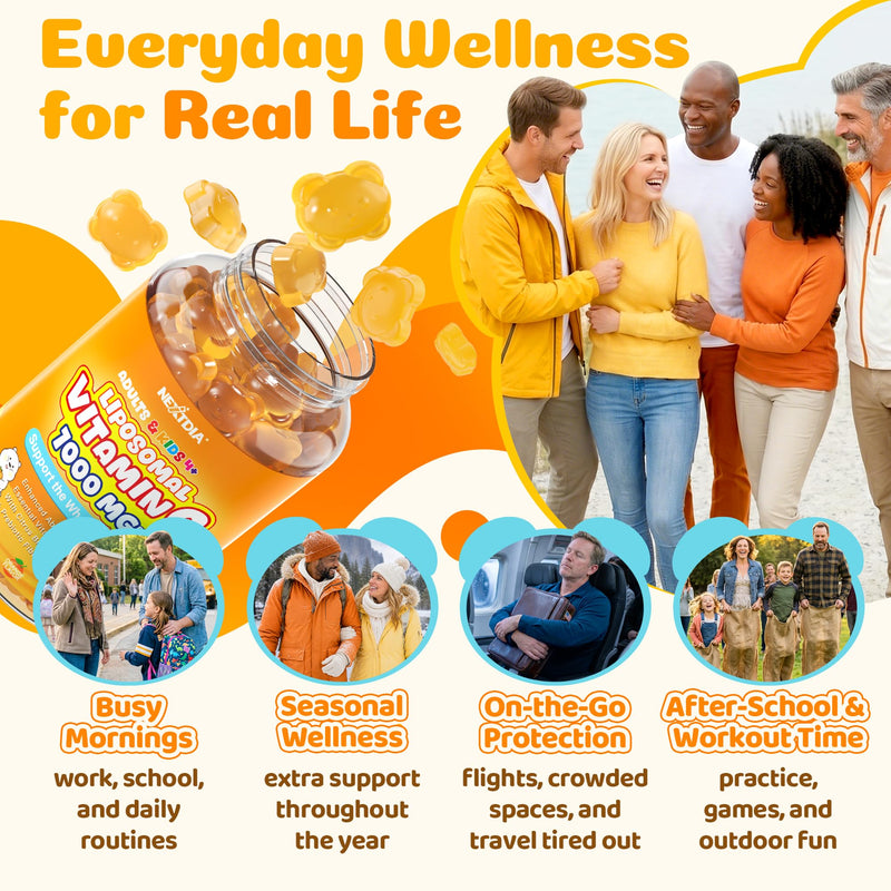 Liposomal Vitamin C Gummies 500mg 1000mg for Kids & Adults, Sugar Free | 3 Forms of Vitamin C + Zinc, D3, Iron, Gentle Buffered Chewable Vit C Supplement, Immune Support, High Absorption, 120 Count 60 Count (Pack of 2)