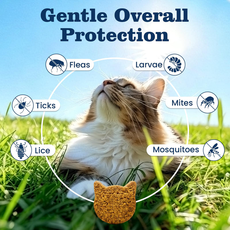 Flea Treatment for Cats 500 Treats Natural Flea and Tick Prevention Supplement for All Cats - Skin & Coat Care, Immune System Boot, Digestive Gut Health, Daily Oral Flea Supplement Chicken Flavor