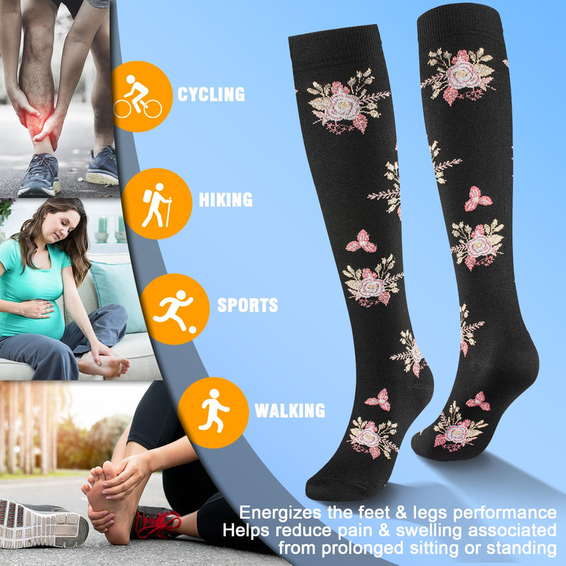 bropite Compression Socks for Women &Men Circulation-Support Knee High Socks 20-30 mmhg-Best for Running,Medical,Nurse,Travel Small-Medium A1-19 Assorted 16