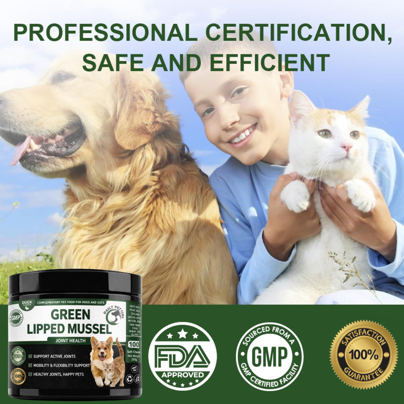 Green Lipped Mussel for Dogs & Cats High Strength Joint Supplement – Glucosamine MSM Chondroitin – Hip & Joint Support, Mobility & Arthritis Care CHEWS (DUCK FLAVOUR)