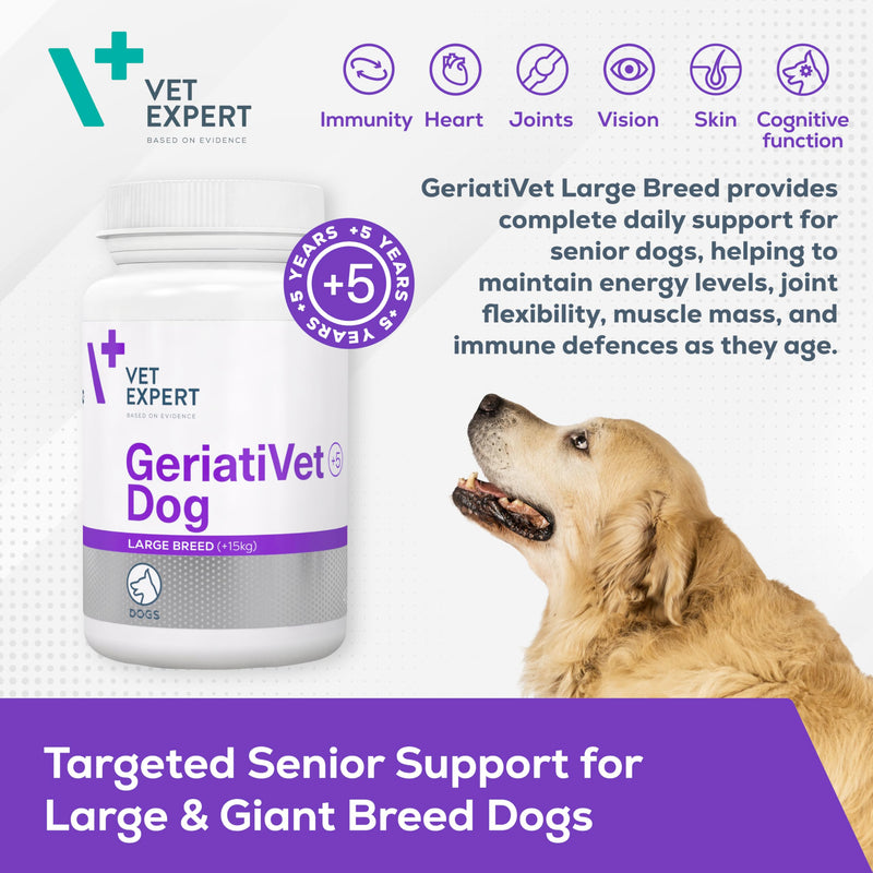 Vet Expert Geriativet Large Breed Senior Dog Supplement – Enhances Energy Metabolism, Joint Health, and Immune Function 45 capsules