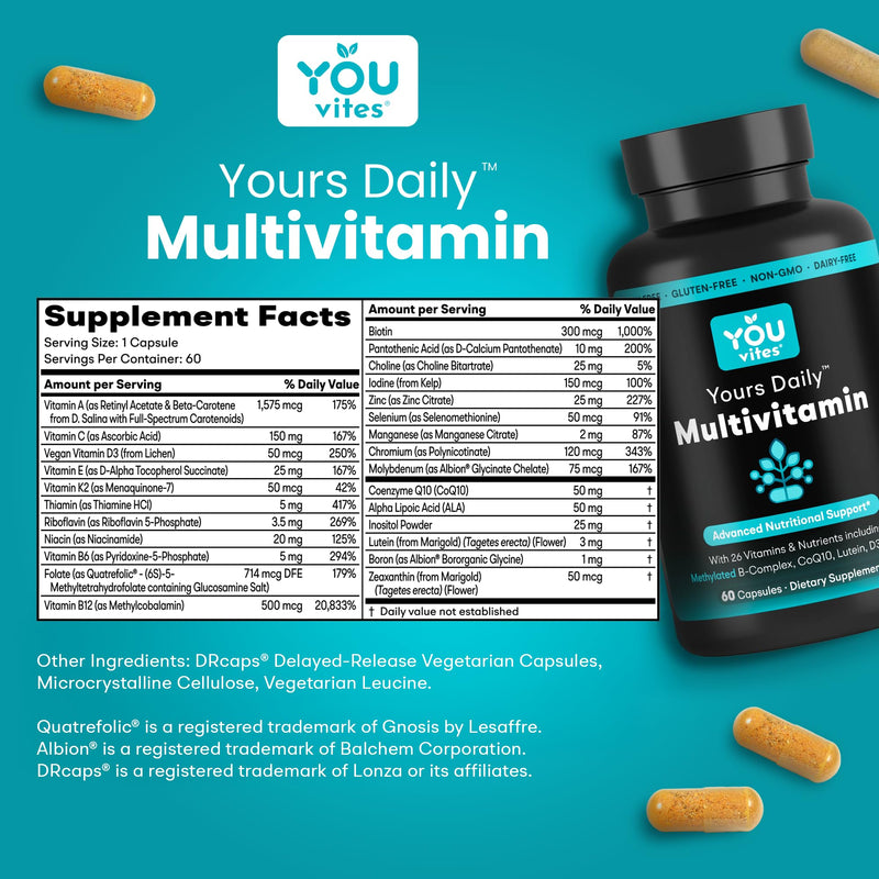 Methylated Multivitamin for Men and Women, Methyl Multi Without Iron - 60 Capsules, MTHFR Supplement with Methyl B12, Methylfolate (5-MTHF), CoQ10 for Energy, Heart and Mood Support
