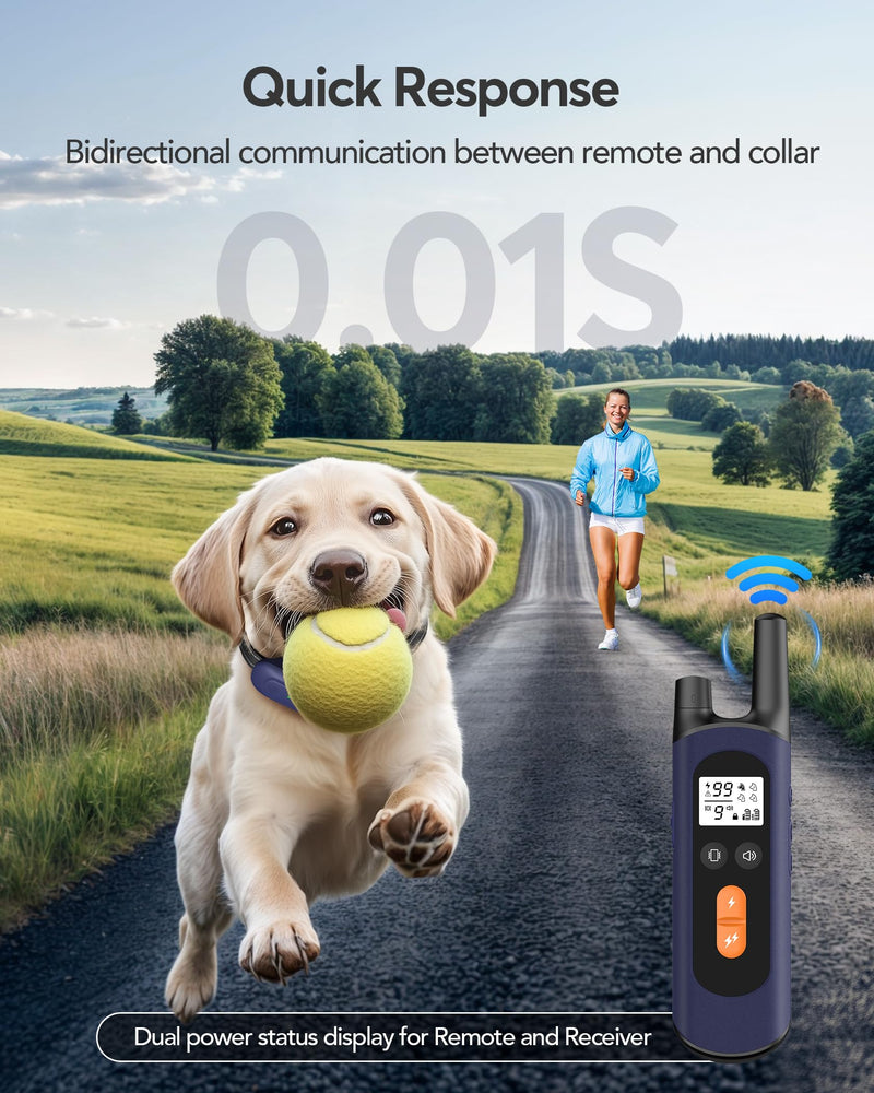 Dog Shock Collar with Remote Control - [2024release] Training Collar IPX7 Waterproof Rechargeable E Collar, 1/2 Mile Beep Vibration Safe Shock Collars for 10-120 lb Small Medium Large Dogs Purple - BeesActive Australia