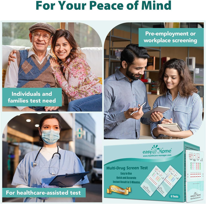 Easy@Home Multi-Drug Screen Test: Check for Buprenorphine (BUP), Cocaine (COC), Morphine (MOR), Methadone (MTD), Oxazepam (BZO), Oxycodone (OXY) -#EDOAP-865 (1 Pack)