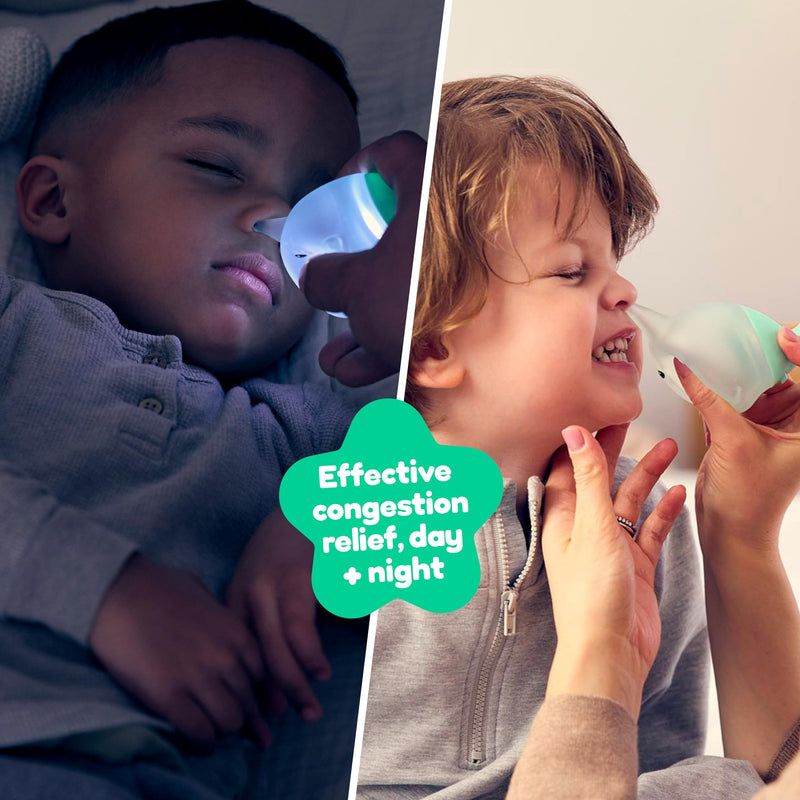 Playhouse MD Booger Buddy Nasal Aspirator Bulb, Narwhal - with LED Light for Babies & Toddlers – BPA-Free Snot Remover for Infant Stuffy Nose and Congestion Relief – Easy to Clean Design