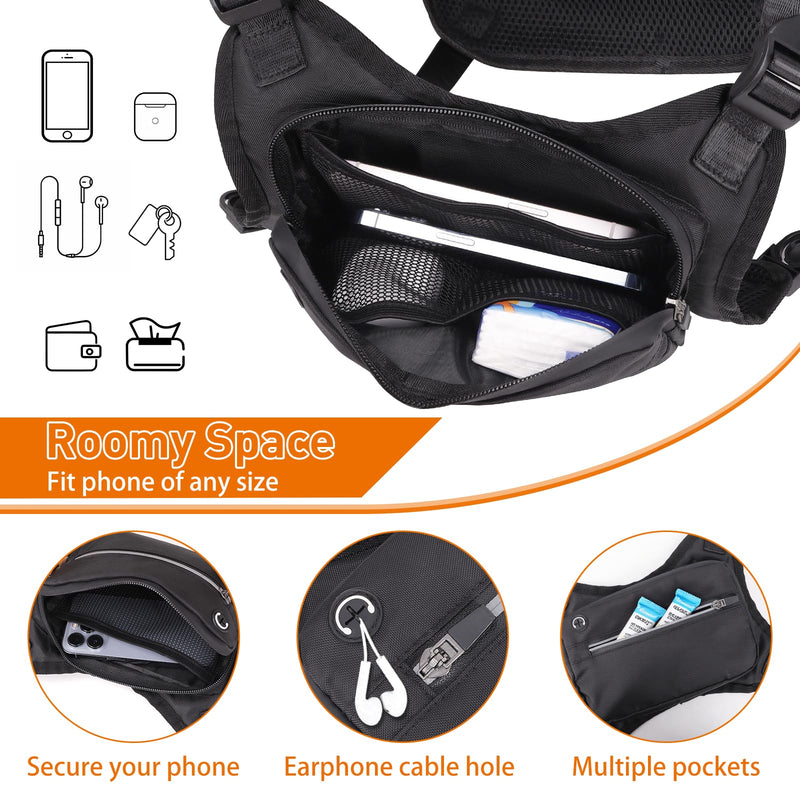 Outdoor Sports Chest Bag for Men,Lightweight Chest Pack with Reflective Strip,Built-In Phone Holder & Extra Storage,Running Vest Bag for Running Hiking Cycling - BeesActive Australia