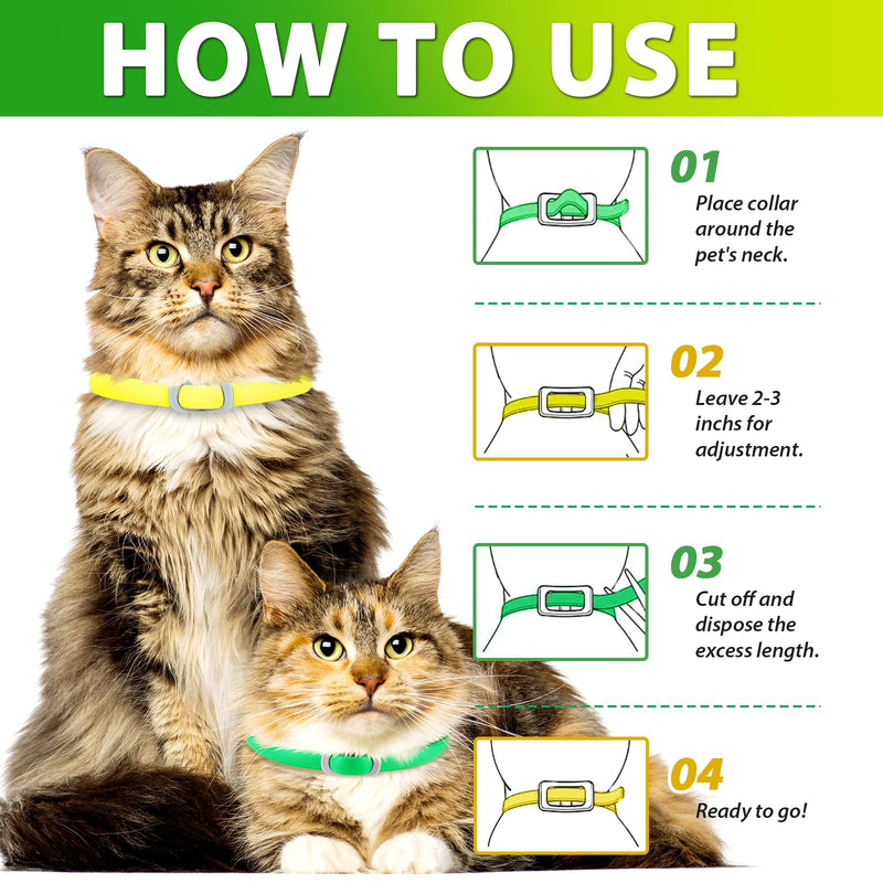 Flea collar cat, 4 pieces, tick collar for cats, anti-flea cat collar, adjustable and waterproof, natural and safe, 48 cm length, 24 months protection, tick flea collar for all cats - BeesActive Australia