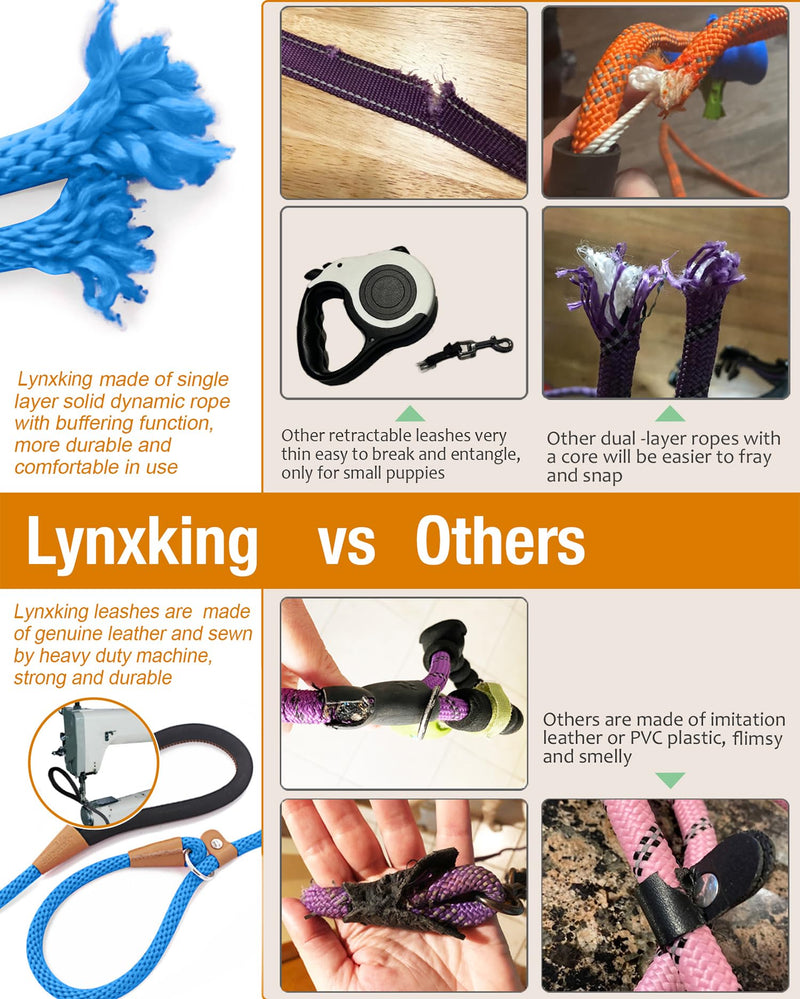 lynxking Dog Leash Slip Lead 5 6 8 FT Dog Training Leash Strong Heavy Duty Braided No Pull Training Lead Leashes for Small Medium Large Dogs Blue Slip Lead-Large 1/2in x 5ft - BeesActive Australia