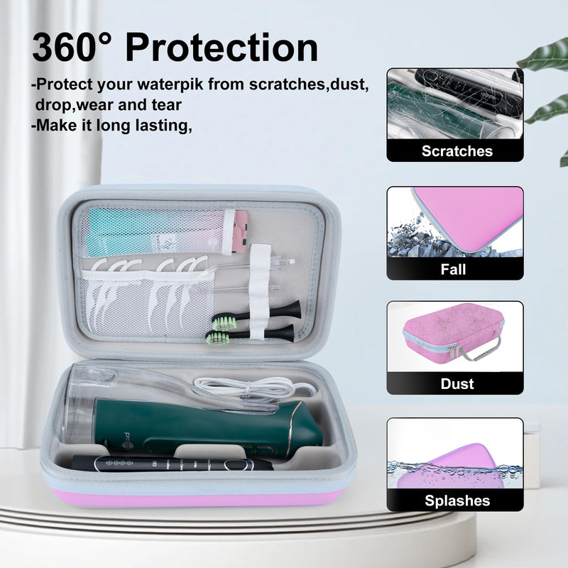 SMYV Water Flosser Travel Case, Portable Dental Oral Irrigator Travel Organizer, Hard Eva Storage Bag for Flosser, Electric Toothbrush, Toothpaset and Irrigator Accessories (Case Only) - Pink - BeesActive Australia