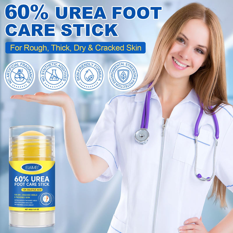 FANSHI 2 PCS Urea Stick 60% High Potency, Foot Care Urea Stick for Deeply Moisturizing & Fast Absorbing, Exfoliation for Dry Cracked Heels & Thickened Skin 0.71 Fl Oz (Pack of 2) - BeesActive Australia