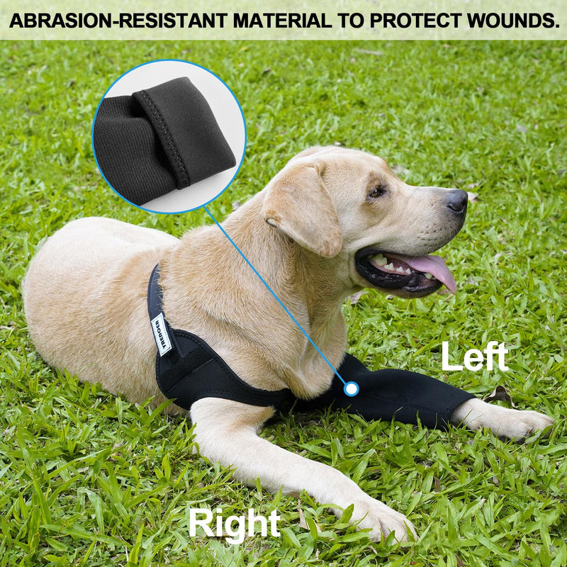 Dog Recovery Sleeve - Front Leg Only, Cone Collar Alternative, 2.5mm Thick Waterproof Abrasion-Resistant Pet Leg Sleeve, Washable, Prevents Licking/Biting & Keeps Wounds Dry (Black, XS) Black